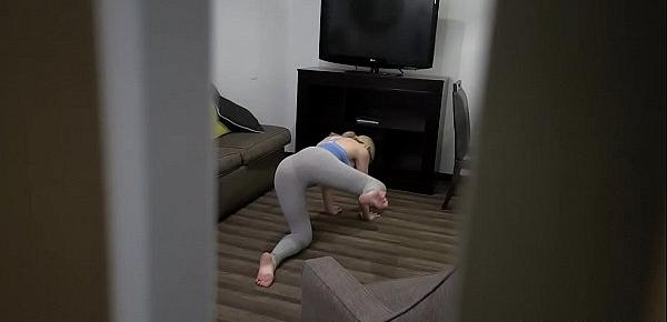  Kit Mercer is so sexy in her yoga outfit and her horny stepson gets hard right away and decided to rip her yoga pants and fucks her juicy cunt.